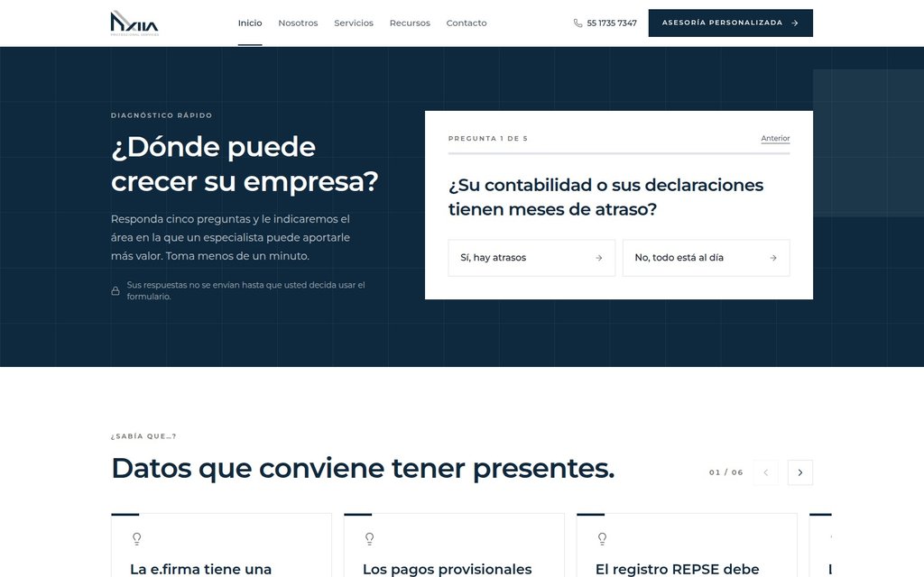 Diagnóstico interactivo de AXIIA con sus preguntas
