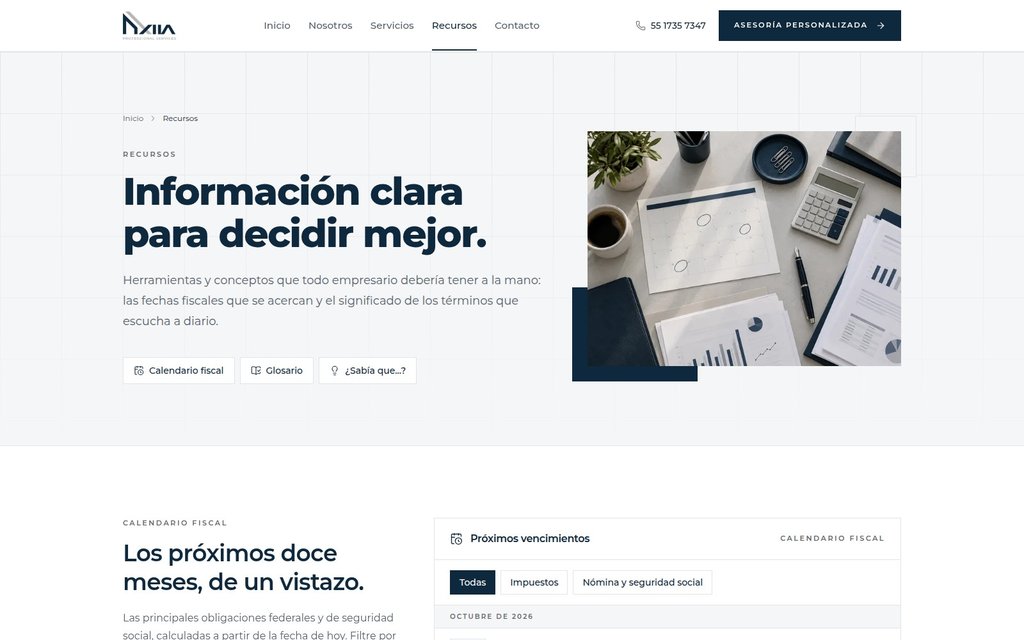Calendario fiscal y recursos de AXIIA