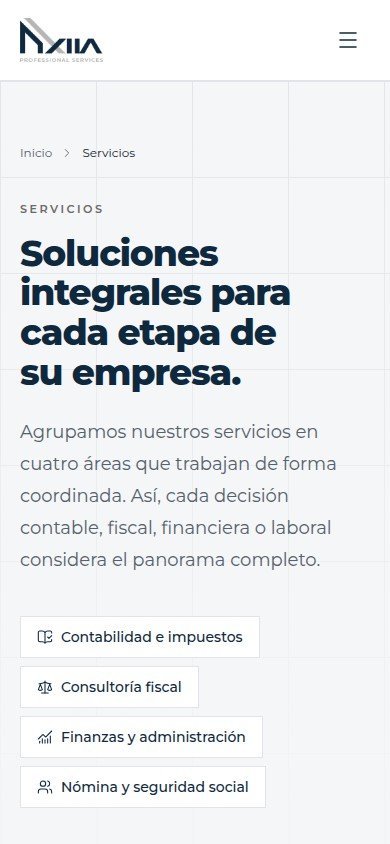 Servicios de AXIIA Professional Services en celular