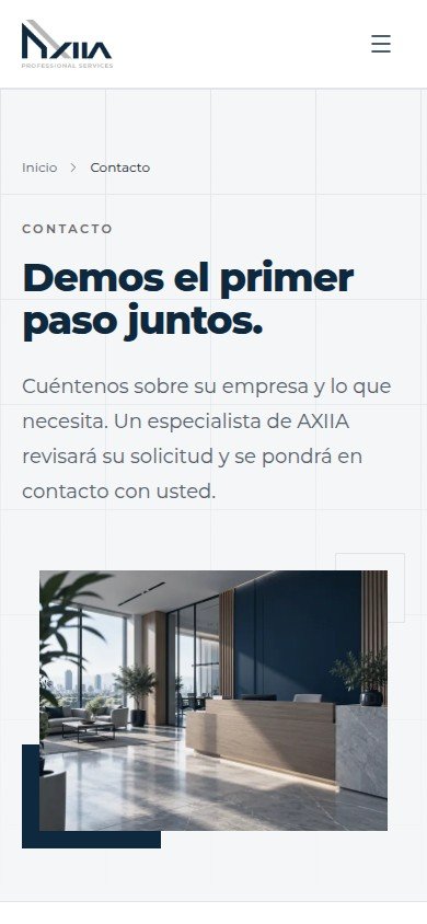 Contacto y solicitud de asesoría de AXIIA en celular
