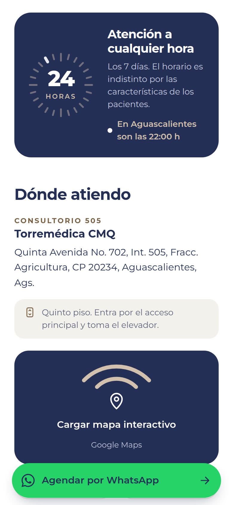 Sección intermedia de la tarjeta digital de Dr. Gustavo Saucedo en celular