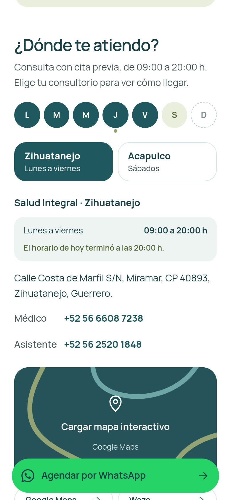 Sección intermedia de la tarjeta digital de Dr. Joksan Vargas en celular