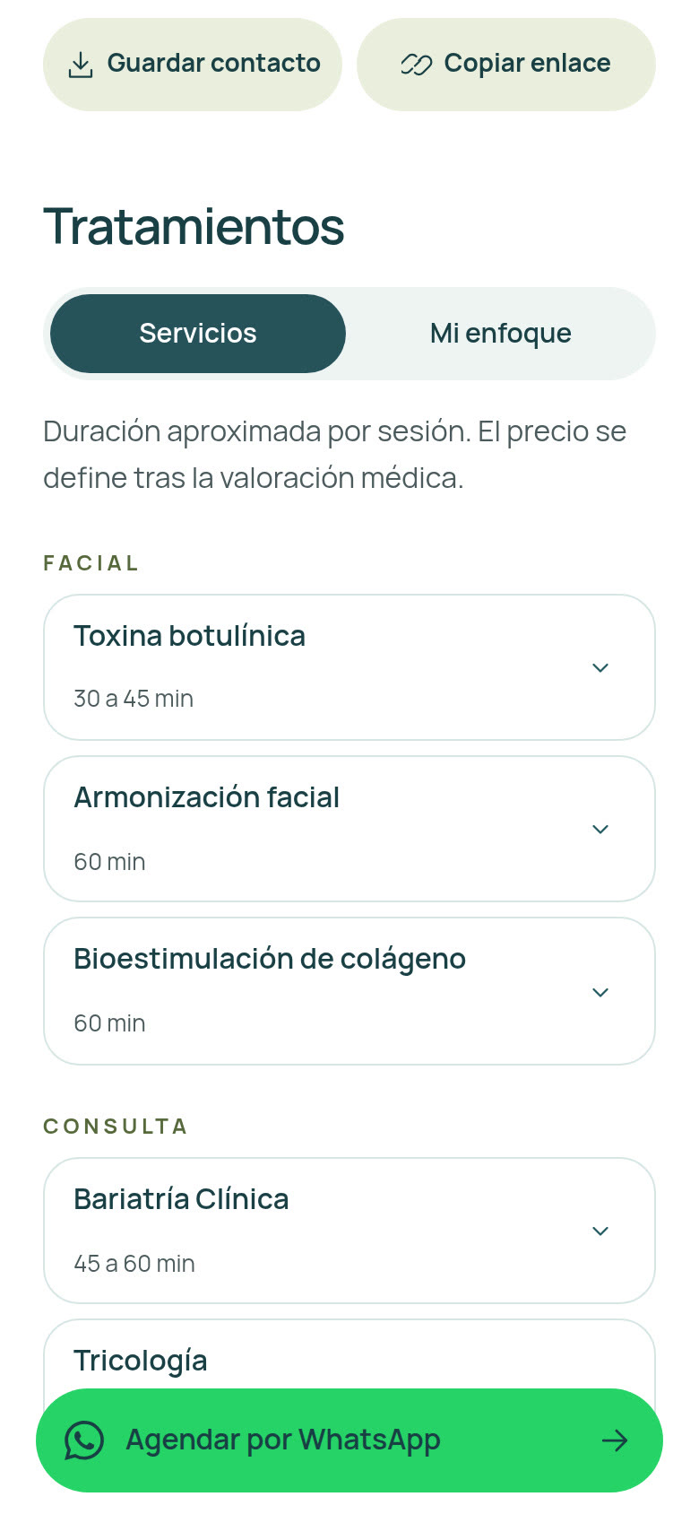Sección inferior de la tarjeta digital de Dr. Joksan Vargas en celular