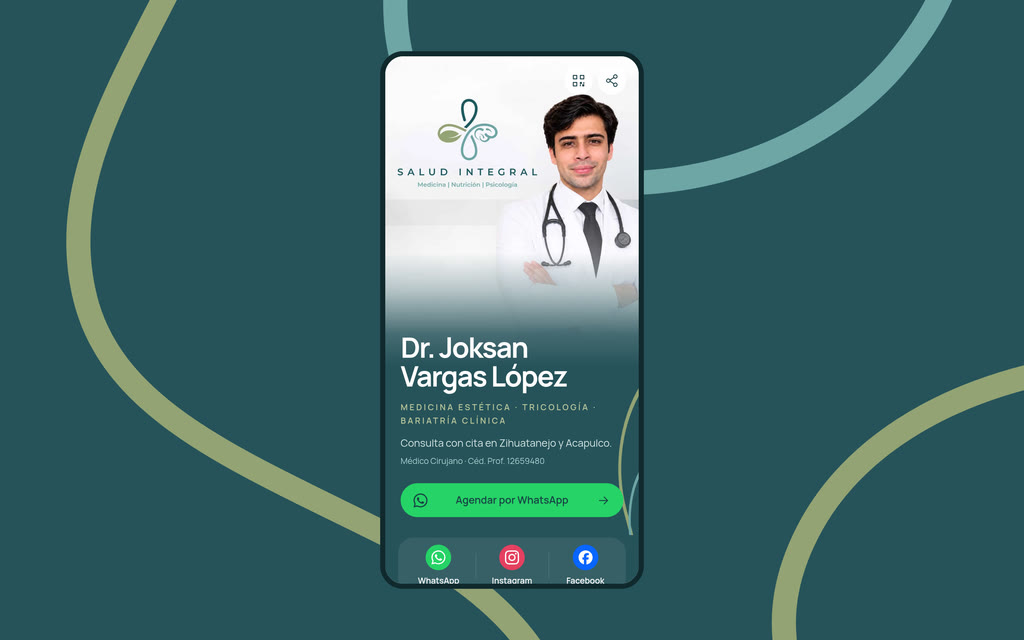 Tarjeta digital de Dr. Joksan Vargas vista en escritorio