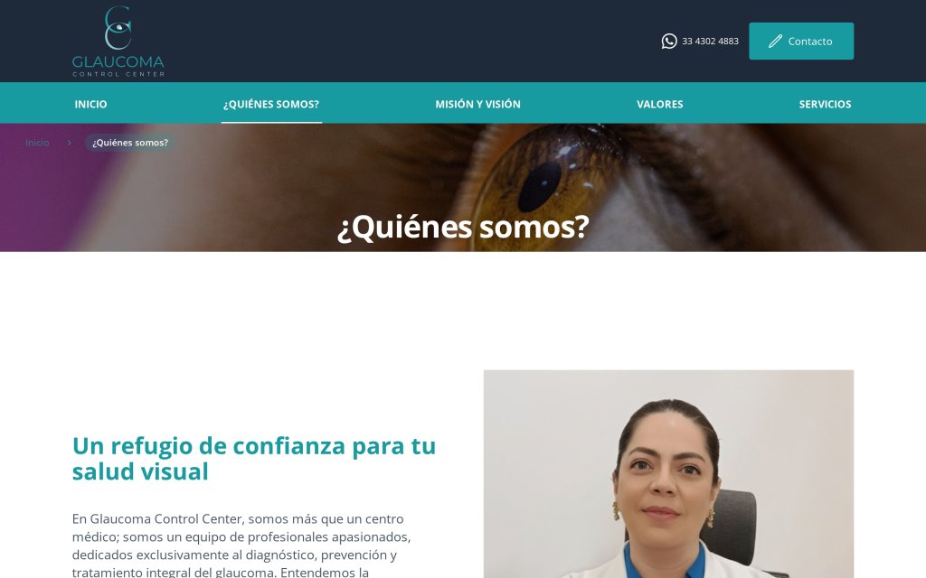 Pagina Quienes Somos del sitio Glaucoma Control Center