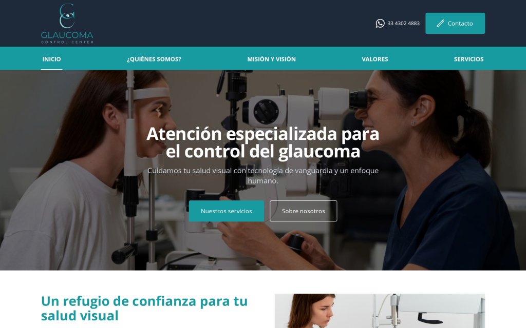 Pagina de inicio del sitio Glaucoma Control Center