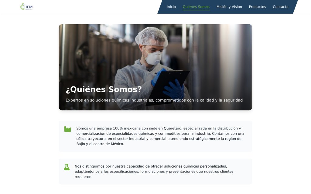 Pagina Quienes Somos del sitio Industrial Chem