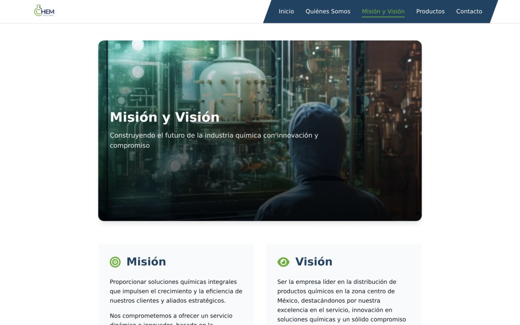Pagina Mision y Vision del sitio Industrial Chem