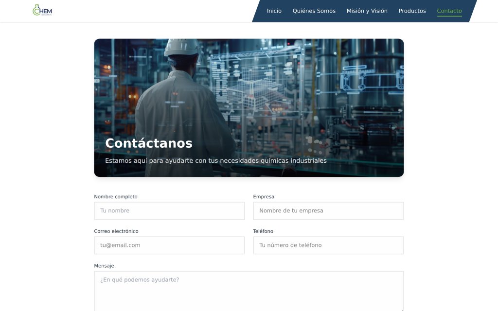 Pagina de Contacto del sitio Industrial Chem