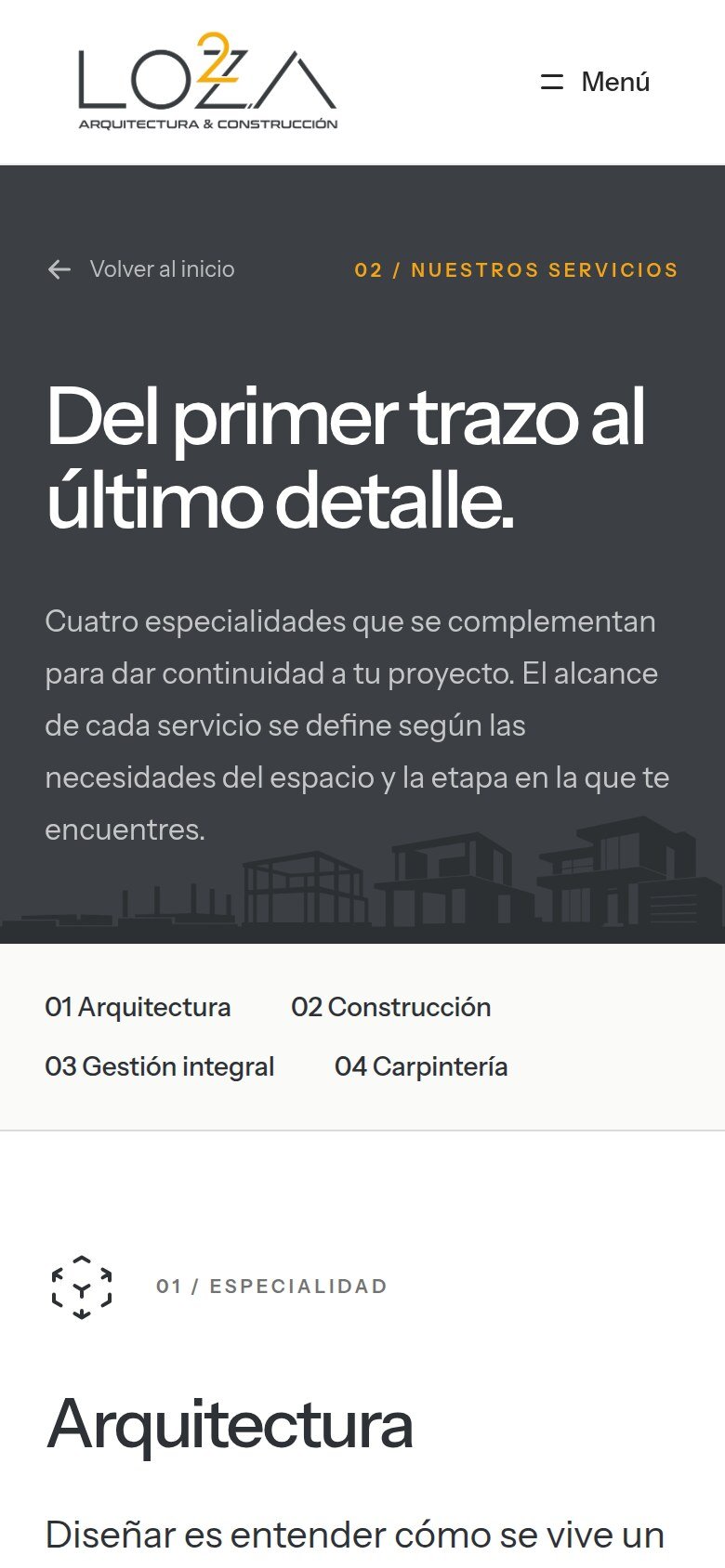 Servicios del sitio de LO2A en celular