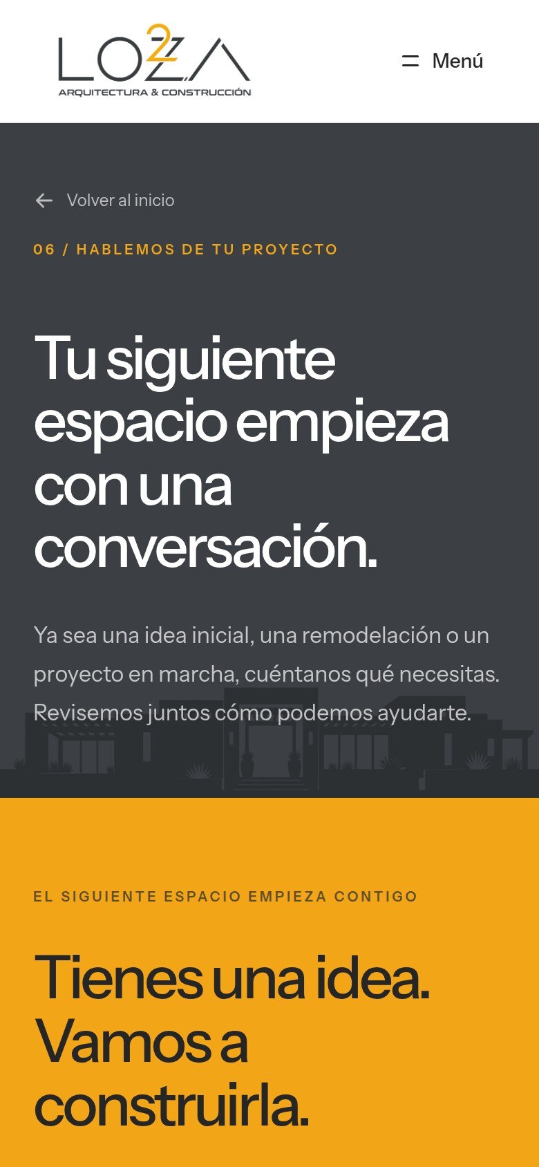 Contacto del sitio de LO2A en celular