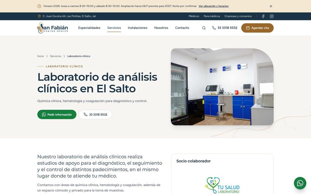 Laboratorio clínico de Centro Médico San Fabián