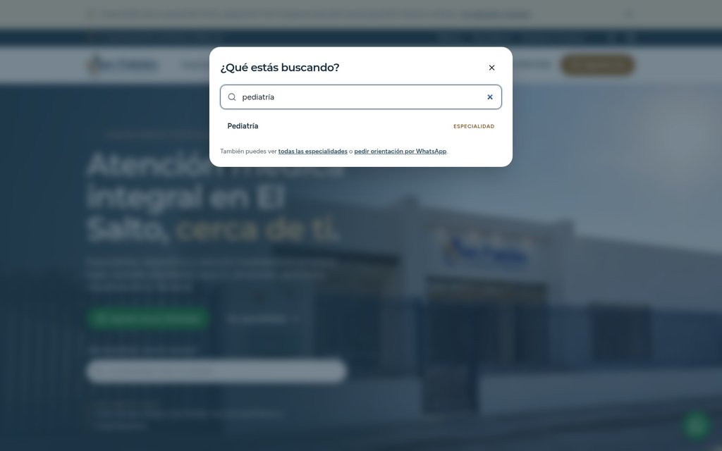 Buscador de especialidades y servicios de Centro Médico San Fabián en uso