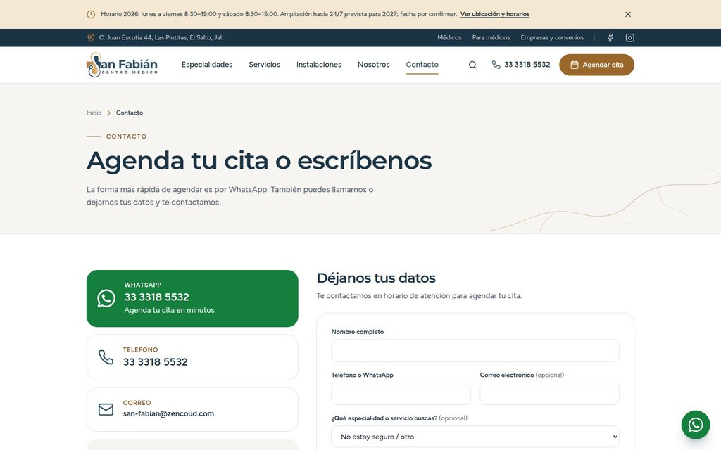 Contacto y ubicación de Centro Médico San Fabián