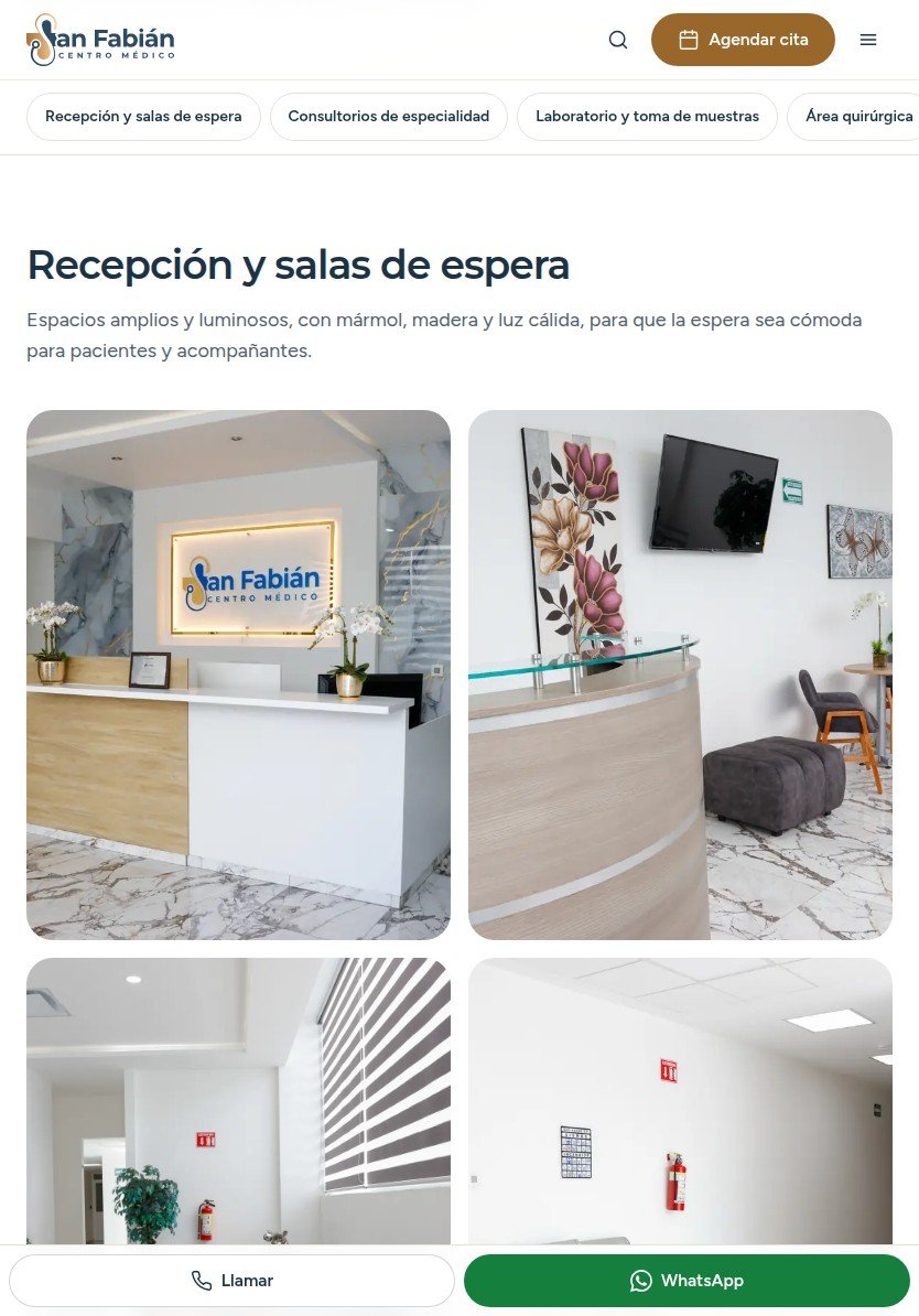 Instalaciones de Centro Médico San Fabián en tablet