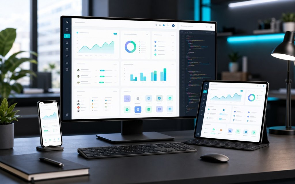 Código y diseño web en pantalla de portátil